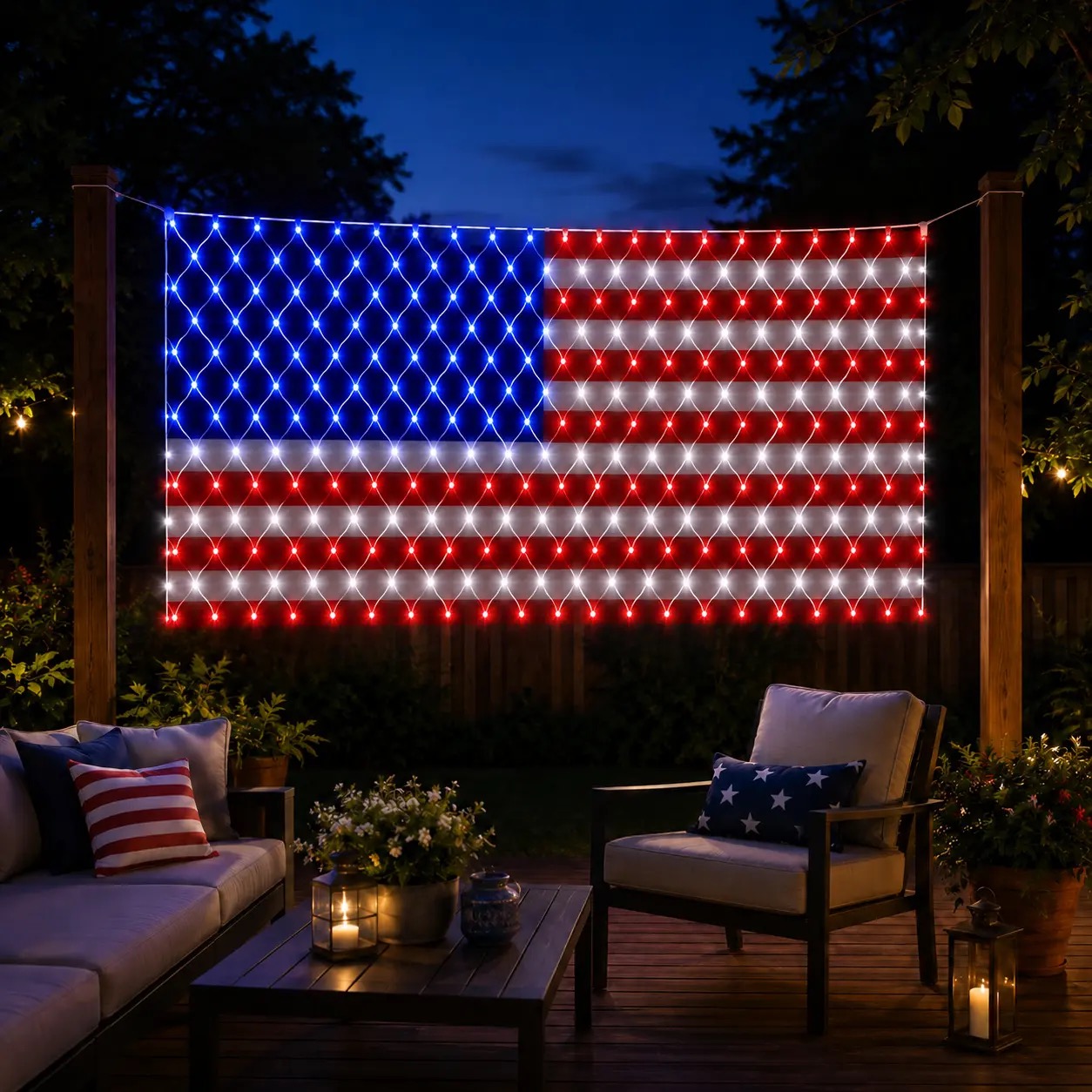 American Flag Net Lights 6.5ft x 3.28ft Super Bright Outdoor Decoration